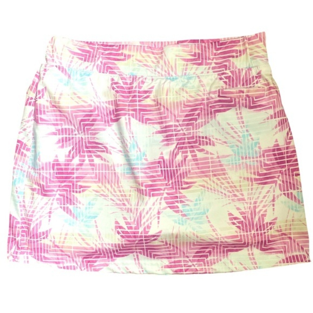 PGA Tournament Skort -S white , pink , green , polyester spandex